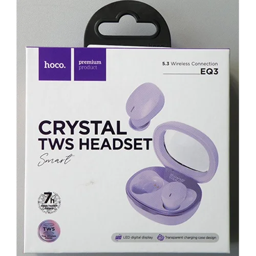 hoco. — CRYSTAL TWS HEADSET; Smart true wireless BT headset purple