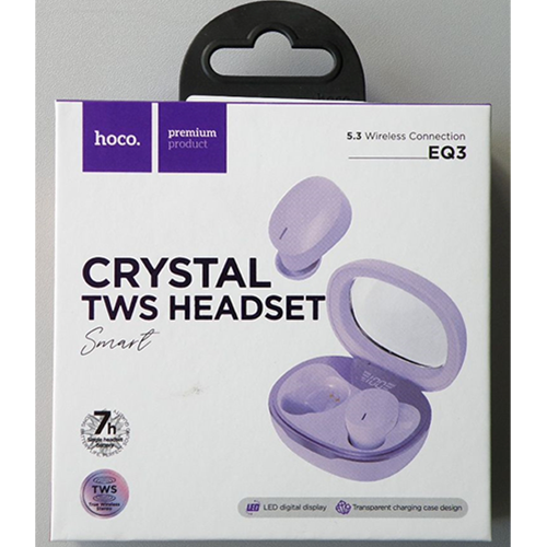 hoco. — CRYSTAL TWS HEADSET; Smart true wireless BT headset purple
