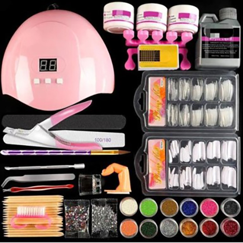 Acrylic Nail Art Kit with UV LED Lamp & Gel Polish Set