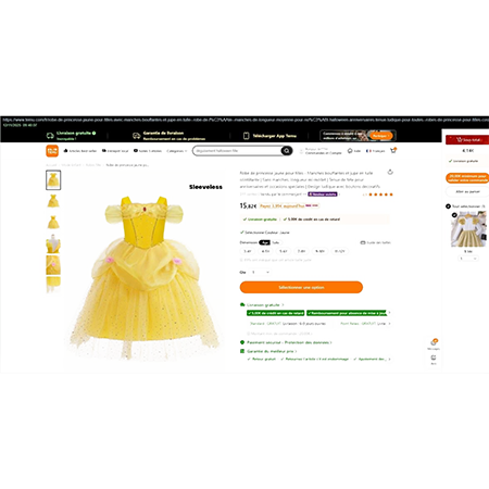Robe de princesse jaune