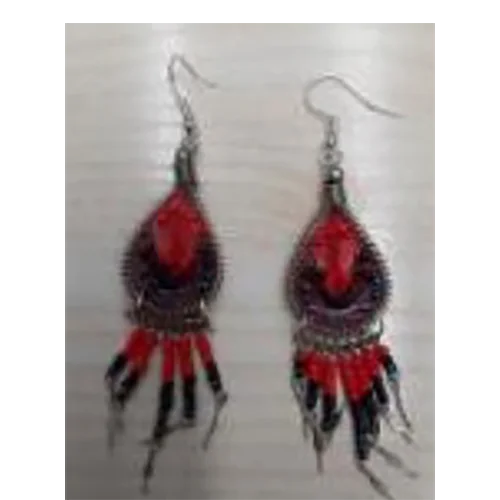 Siesta Crafts — Red Bead Earrings