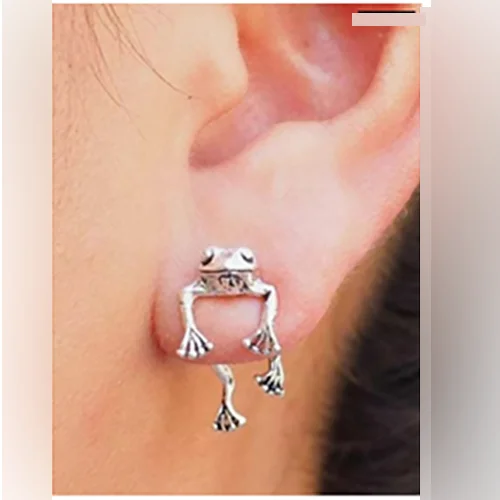 Silver Frog Earring