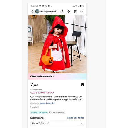 halloween costume for girls, children's party dress, little red riding hood
