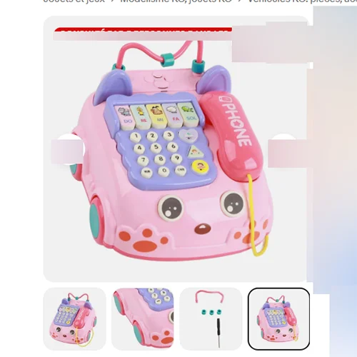Douerle — Téléphone Jouet à Piles Ordinaire Téléphone Moyen Téléphone Bébé Jouet Rose