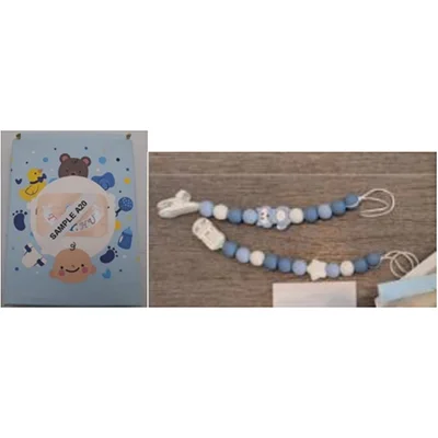 TYRY.HU — Blue silicone pacifier teething chain with clip 2pc