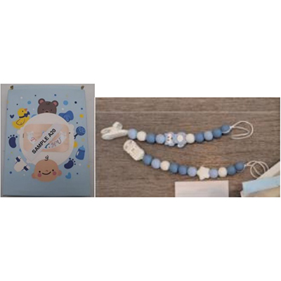 TYRY.HU — Blue silicone pacifier teething chain with clip 2pc