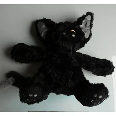 Poupée en peluche chat noir bouclé de 30 cm/11,8 pouces