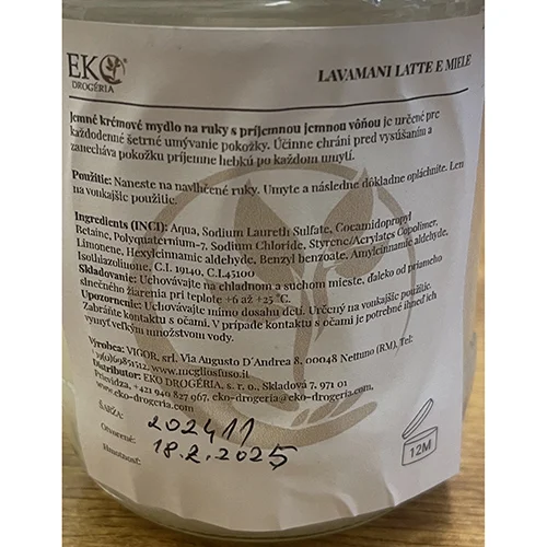 MEGLIO SFUSO — LAVAMANI LATTE E MIELE