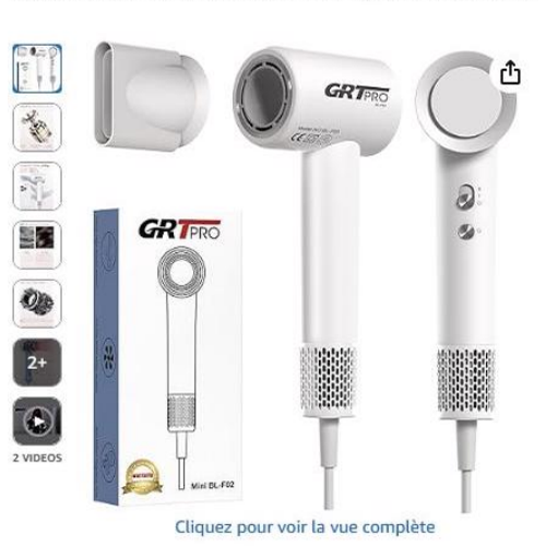 *GRTpro* — Mini Seche Cheveux Professionnel Ionique 2200W