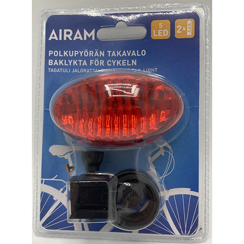 Airam — Cykel Baklyse 5 LED Röd