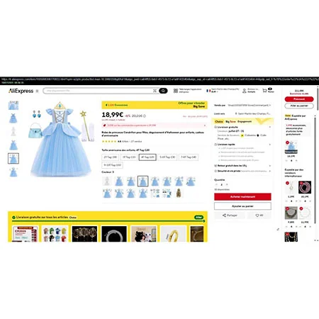 Robe de princesse Cendrillon pour filles