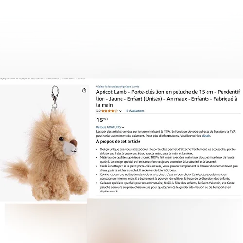 Abricot Lamb — Porte-clés lion en peluche