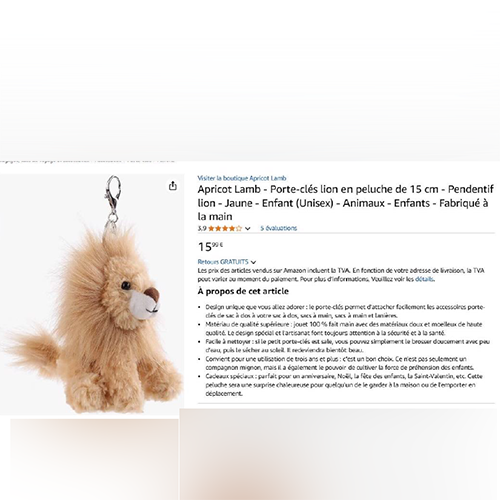 Abricot Lamb — Porte-clés lion en peluche