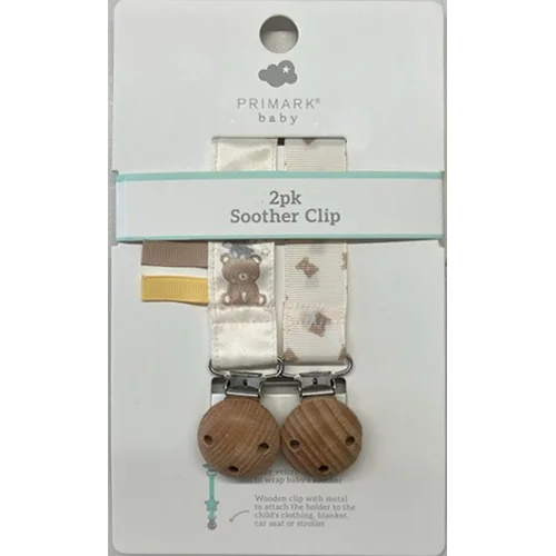 Primark — 2pk Baby Bear Soother Clip