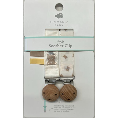 Primark — 2pk Baby Bear Soother Clip