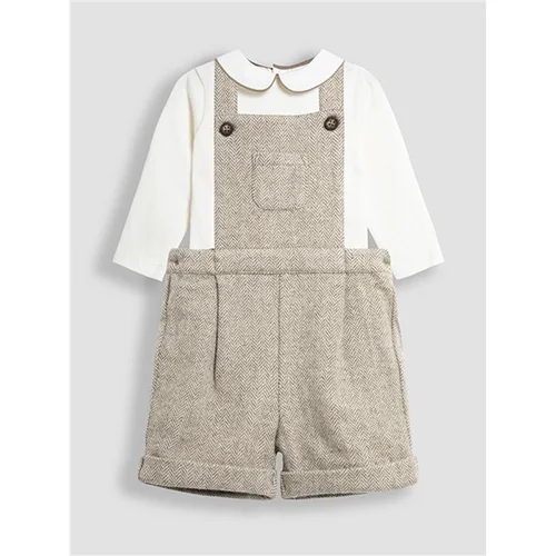 Jojo Maman Bébé — Herringbone Dungarees & Top Set