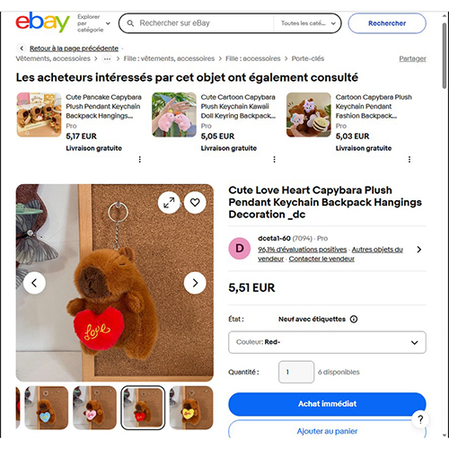 Cute Love Heart Capybara Plush Pendant Keychain Backpack Hangings Decoration _dc
