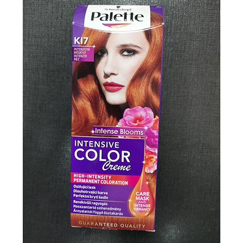 Schwarzkopf Palette — Intense Blooms INTENSIVE COLOR Creme HIGH-INTENSITY PERMANENT COLORATION K17 INTENZIVNÍ MĚDĚNÝ
