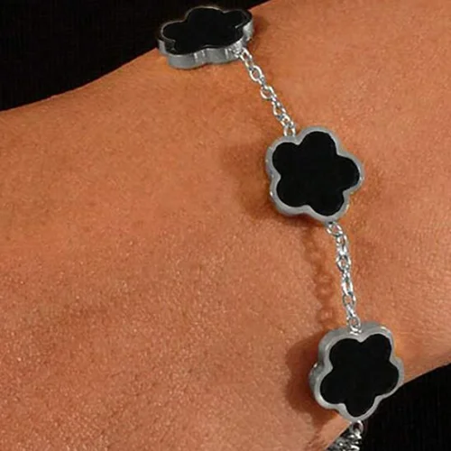 1pc Fashionable Business Style Lucky 5-Leaf Clover Design Men's Bracelet