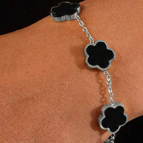 1pc Fashionable Business Style Lucky 5-Leaf Clover Design Men's Bracelet
