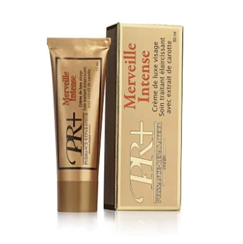PR+ — Merveille intense, crème de luxe visage, soin traitant éclaicissant, avec extrait de carotte