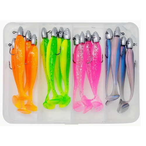 16pcs Soft Fishing Lures Set with Lead Weights
