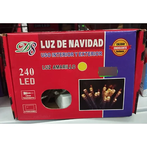 D8 — Luz de navidad uso interior y exterior 240 led luz amarillo