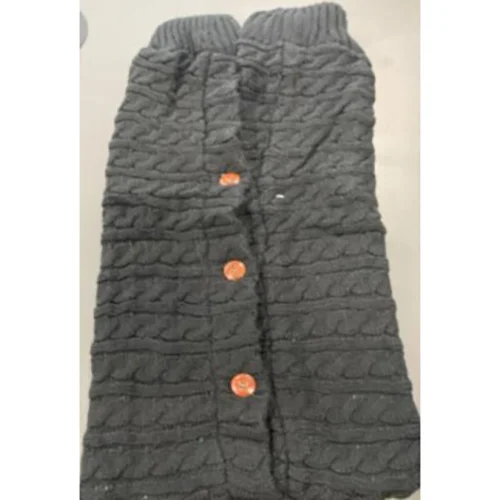 Grey Cable-Knit Baby Sleeping Bag with Brown Buttons