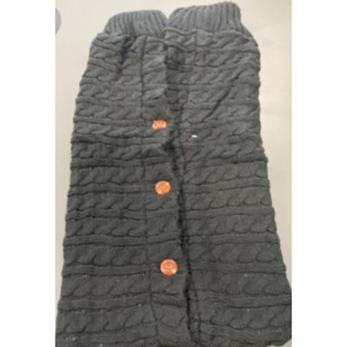 Grey Cable-Knit Baby Sleeping Bag with Brown Buttons