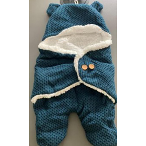 Blue and White Teddy Bear Wrap Baby Sleeping Bag