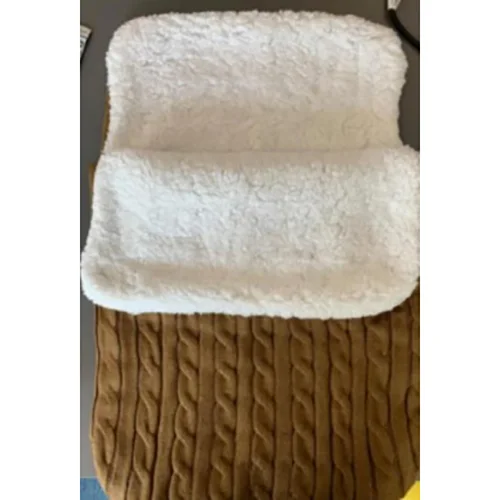 Brown and White Cable Knit Baby Sleeping Bag