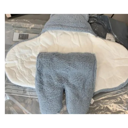 Blue and White Teddy Bear Wrap Baby Sleeping Bag
