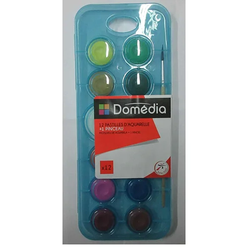DOMEDIA — 12 Pastilles d'aquarelle + 1 pinceau