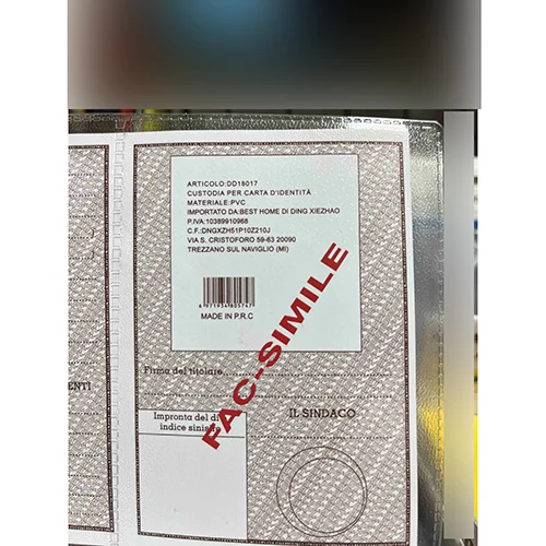 Custodia per carta di identità in PVC