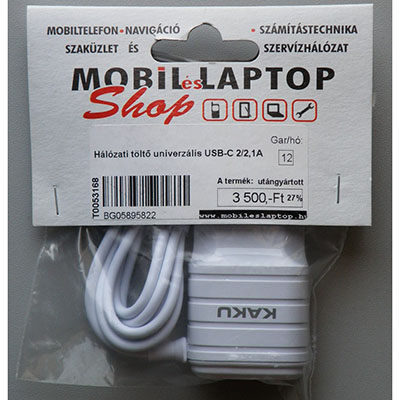 KAKU — Hálózati töltő univerzális USB-C 2/2,1A
