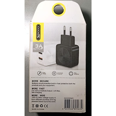 COOSEN (on the box) — TRAVEL CHARGER, POWER ADAPTER, USB töltő