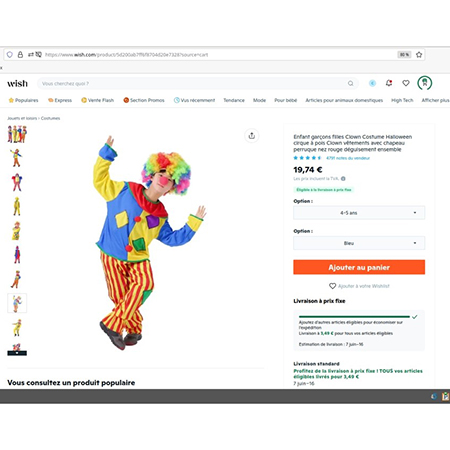 Enfant garçons filles Clown Costume Halloween cirque à pois Clown vêtements avec chapeau perruque DE