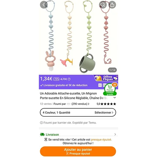 Un adorable attache-soucette, un mignon porte-soucette en silicone réglable