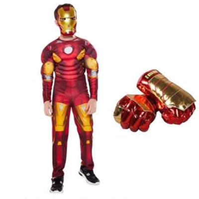 Costume Musculaire Iron Man pour Enfants, Smile Hero Cosplay, Combinaison, Masque, Gants