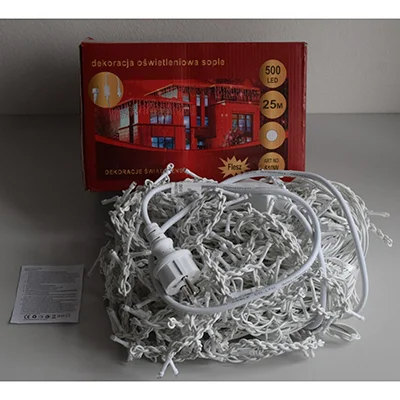 Lampki Choinowe / dekoracja oswietleniowa sople 500 LED 25 m