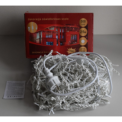 Lampki Choinowe / dekoracja oswietleniowa sople 500 LED 25 m