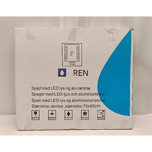 REN spejl med LED lys — Spejl med LED lys og aluminiumramme