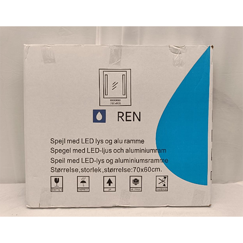 REN spejl med LED lys — Spejl med LED lys og aluminiumramme