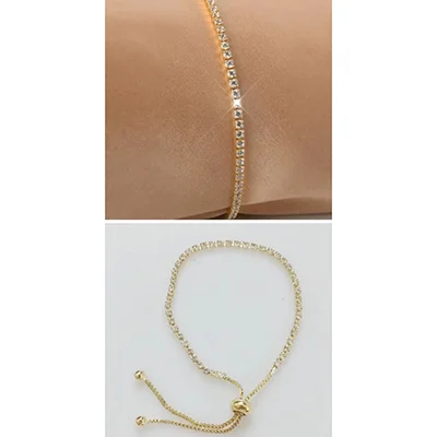 Bracelet de tennis étincelant plaqué or 18 carats, réglable avec incrustation de zircone cubique, bi