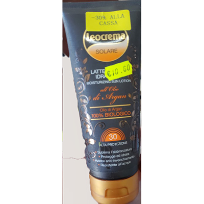 Leocrema — Latte solare idratante all'olio di argan 30 alta protezione