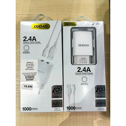 Dudao — 2.4A Home & Travel Charger, Type-C Combo Set
