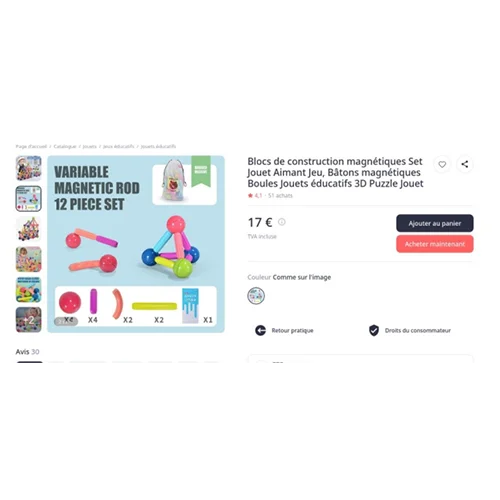 Blocs de construction magnétiques set jouet aimant jeu bâtons magnétiques boules jouets éducatifs