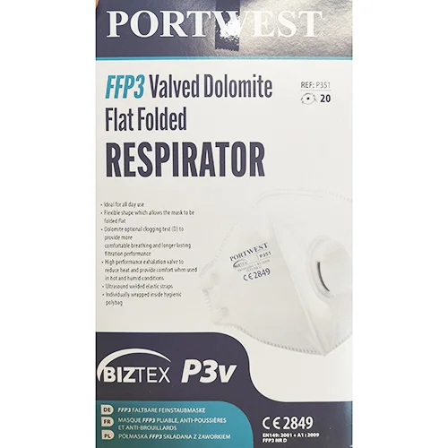 Portwest — FFP3 Valved Dolomite Flat Folded Respirator