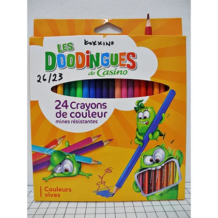 LES DOODINGUES DE CASINO — 24 Crayons de couleur mines resistantes