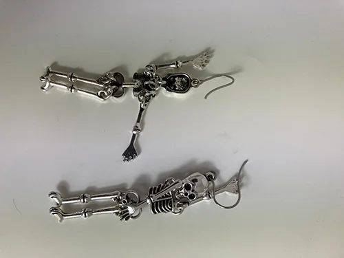 PUNK SCULL SKELETON EARRINGS SILVER